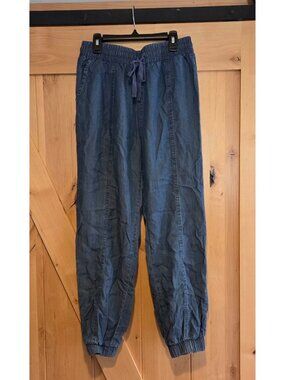 Coastal Comfort Chambray Pants Women's Size S Lyocell Drawstring Joggeer 28x27"
